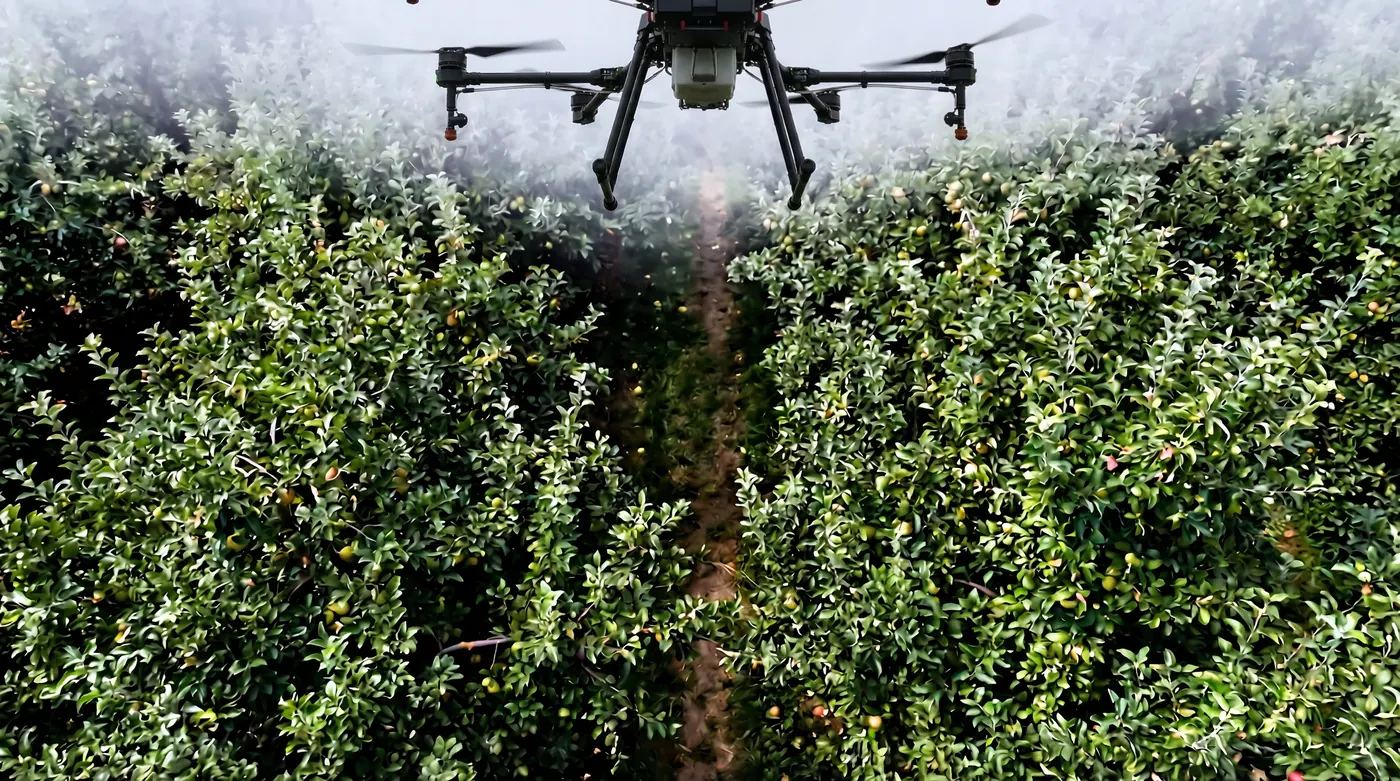 Drone above canopy